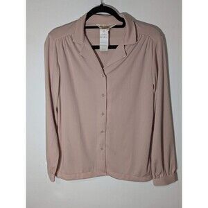 VINTAGE Sears Perma-Prest Shirt NWT Mod Sz XS Dusty Rose Pink Long Sleeve BLOUSE